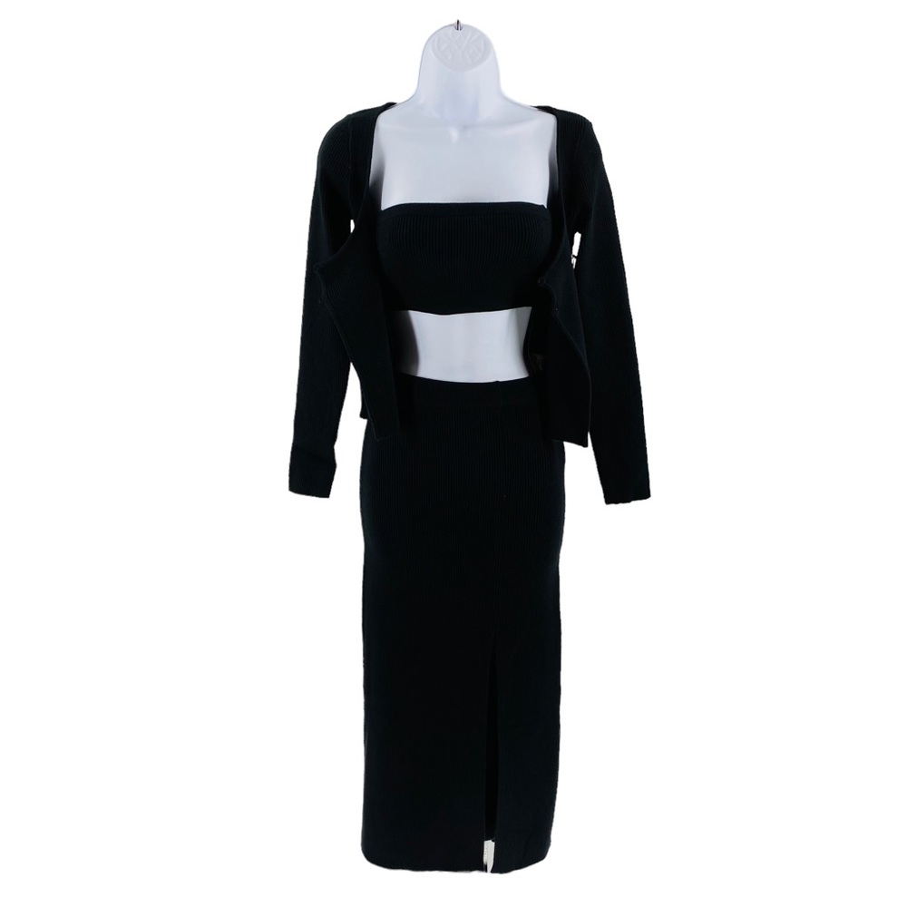 Petal & Pup NEW Luna 3 Piece Knitted Set Black Sweater Midi Dress Size XS - Picture 8 of 14